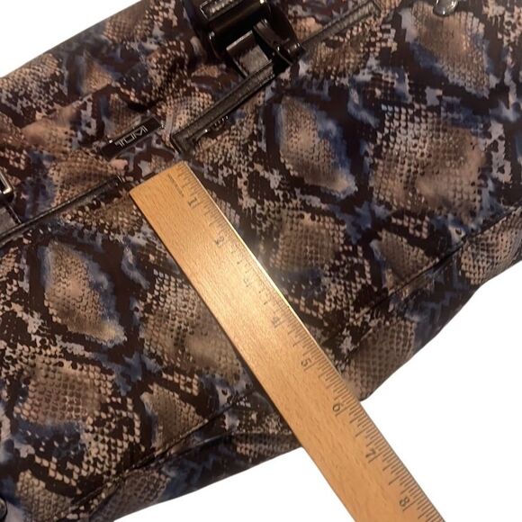 Tumi Brown and Blue Nylon Leather Snakeskin Print Weekender Bag Tote - Picture 12 of 12
